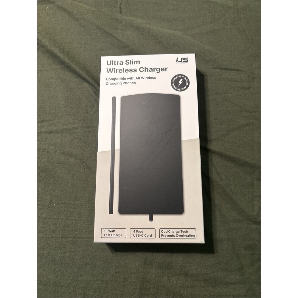 IJS Ultra Slim Wireless Charger, Up to 15W Max Fast Charging Pad, Qi-Certifie...